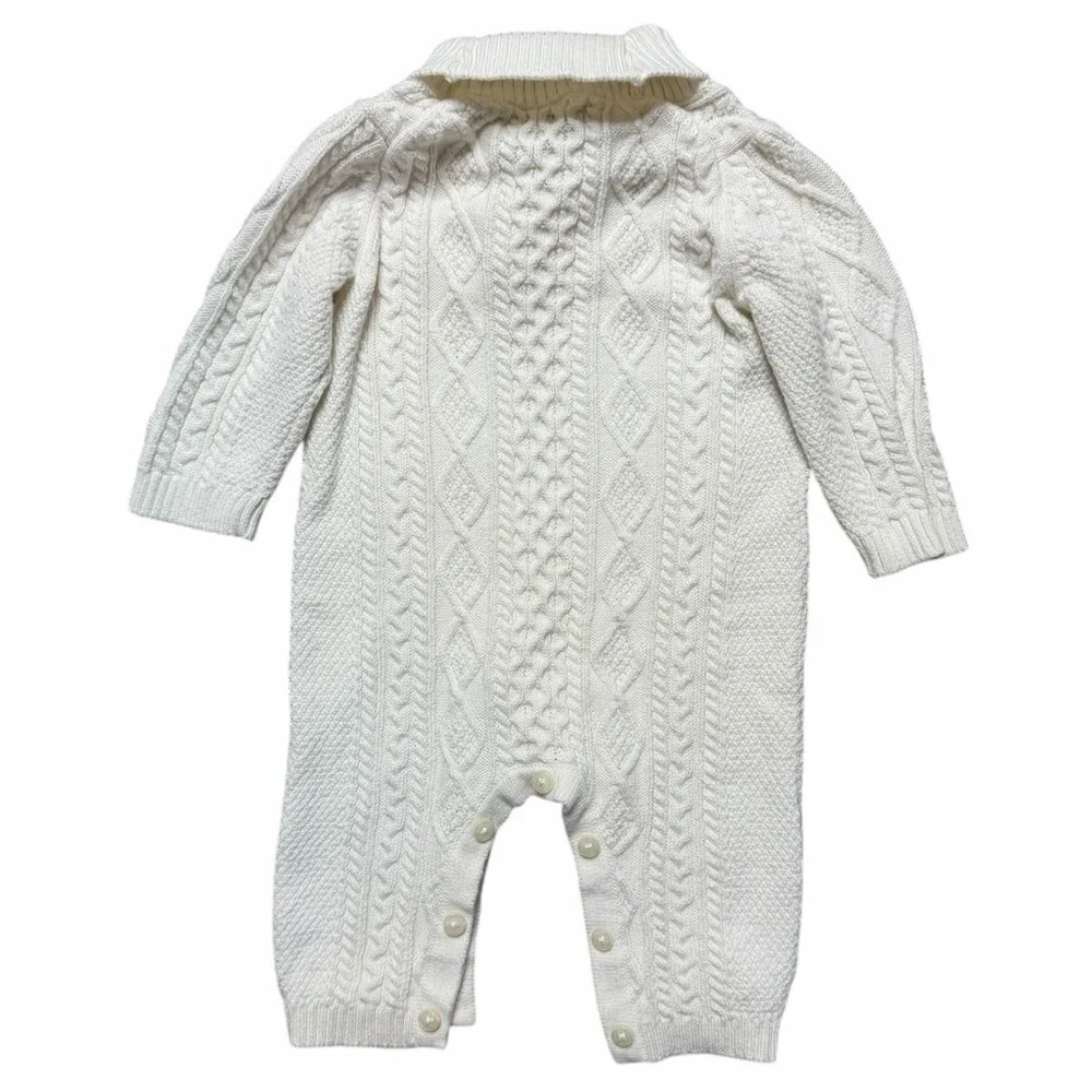 Janie and Jack Cream Cable Knit Baby Onesie Size 0 - 3 Months